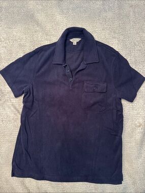 J. Crew Navy Blue Terrycloth Polo Shirt size medium